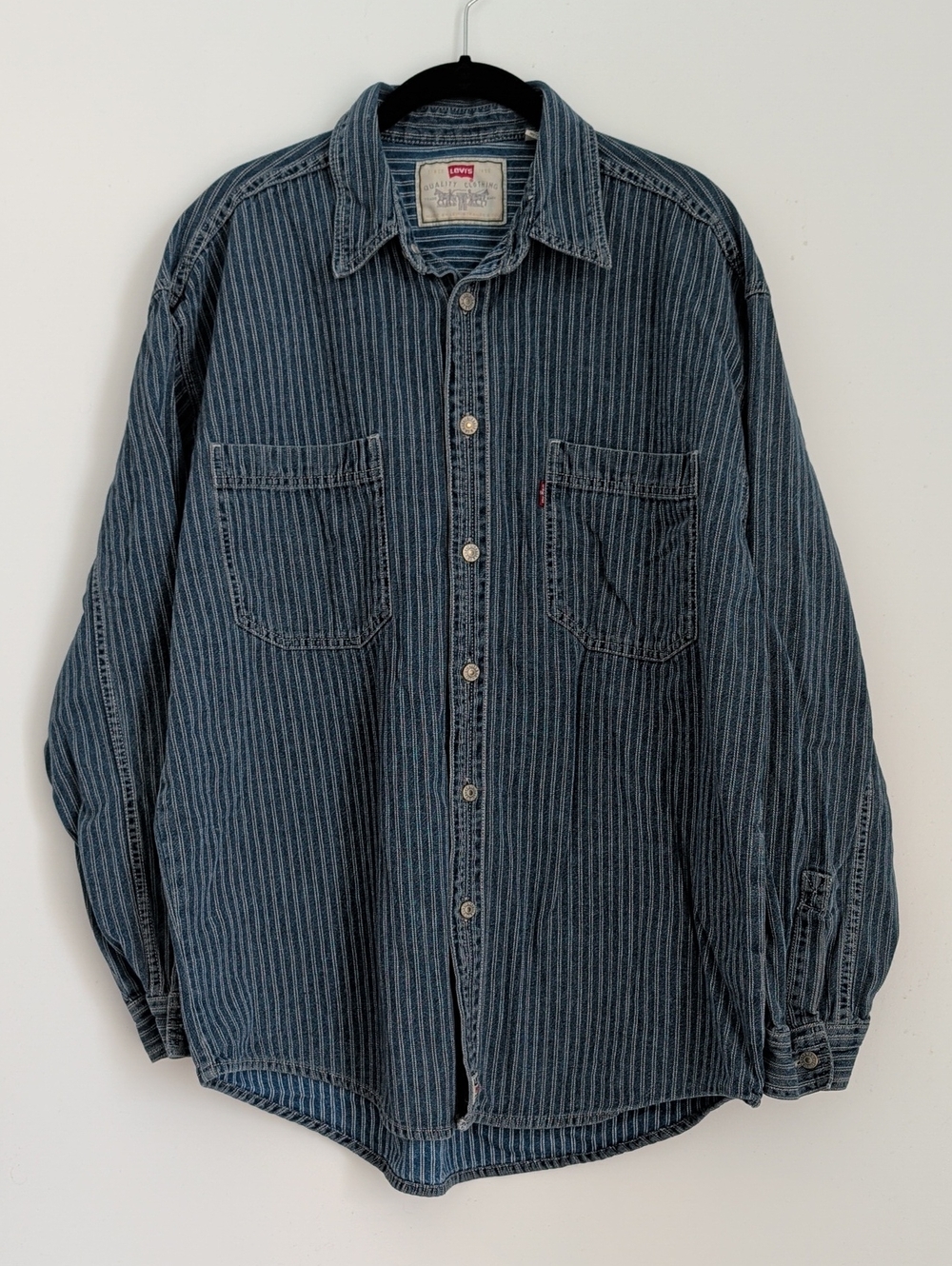 Levi's Denim Button-Up Striped Long Sleeve Size Large